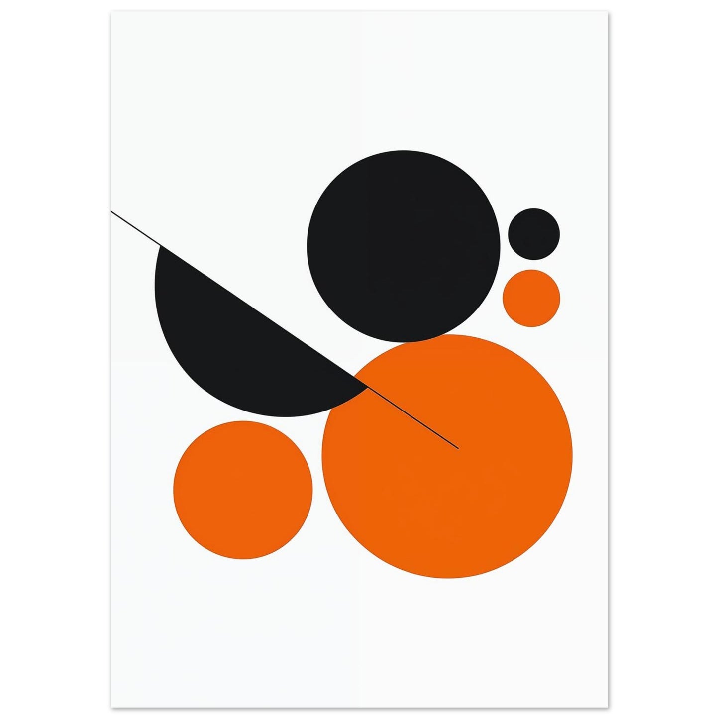 Abstrakte Kreiskomposition in Orange und Schwarz 50x70 cm - Pixara