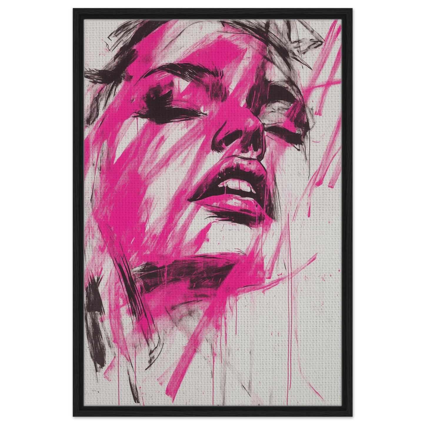 Fuchsia-Explosion | Gerahmte Leinwand Schwarzer Rahmen 60x90 cm - Pixara