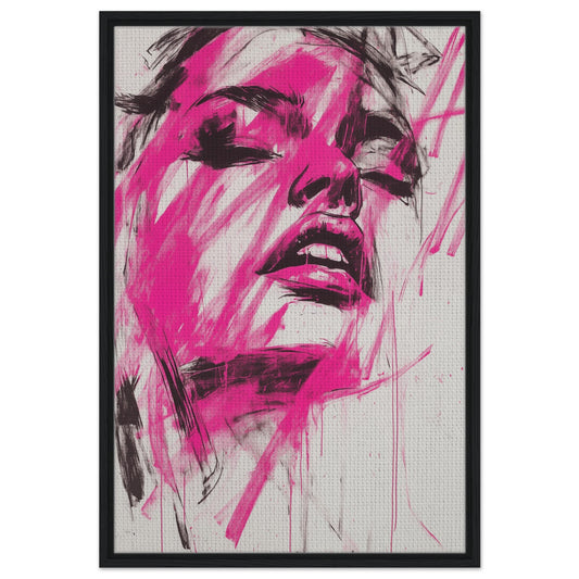 Fuchsia-Explosion | Gerahmte Leinwand Schwarzer Rahmen 60x90 cm - Pixara