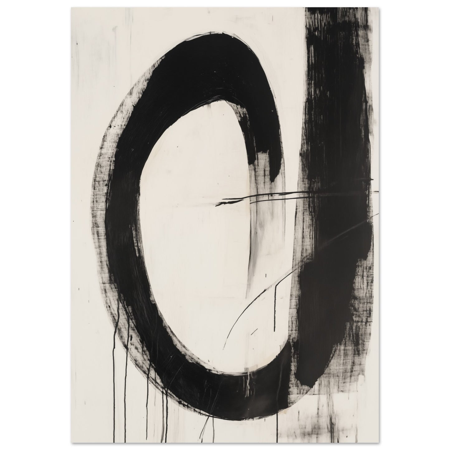 Dynamik in Schwarz & Weiß – Abstrakte Tintenkomposition 21x29.7 cm - Pixara