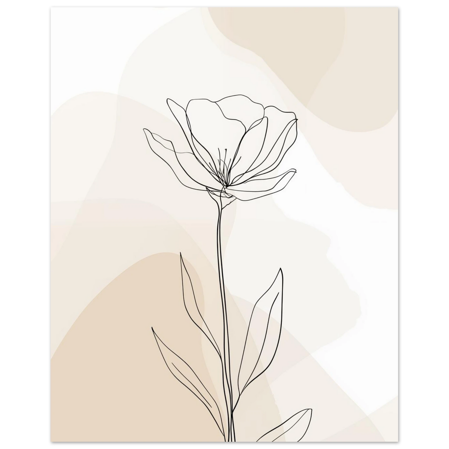 Minimalistische Blumenzeichnung Poster 20x25 cm - Pixara