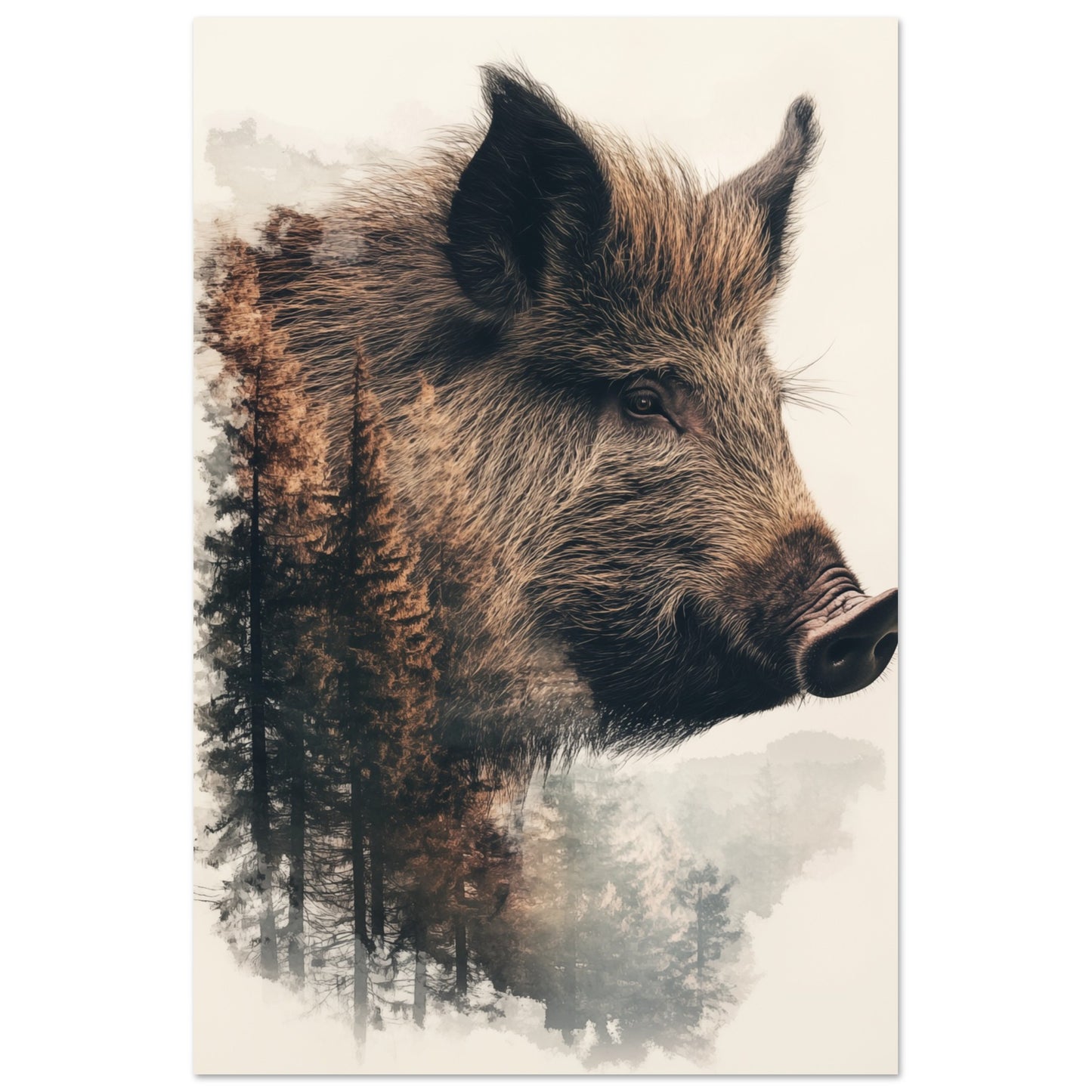 Doppelbelichtung Wildschwein 60x90 cm - Pixara