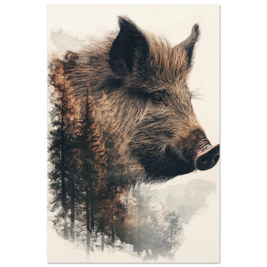 Doppelbelichtung Wildschwein 60x90 cm - Pixara