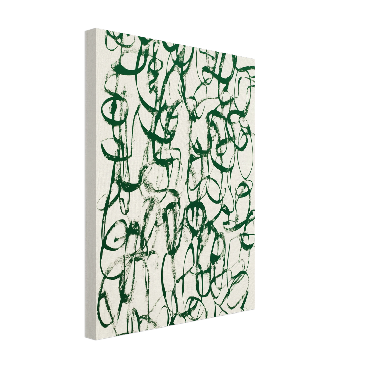 Verworrene Gedanken – Abstrakte grüne Kalligrafie Leinwand 30x40 cm - Pixara