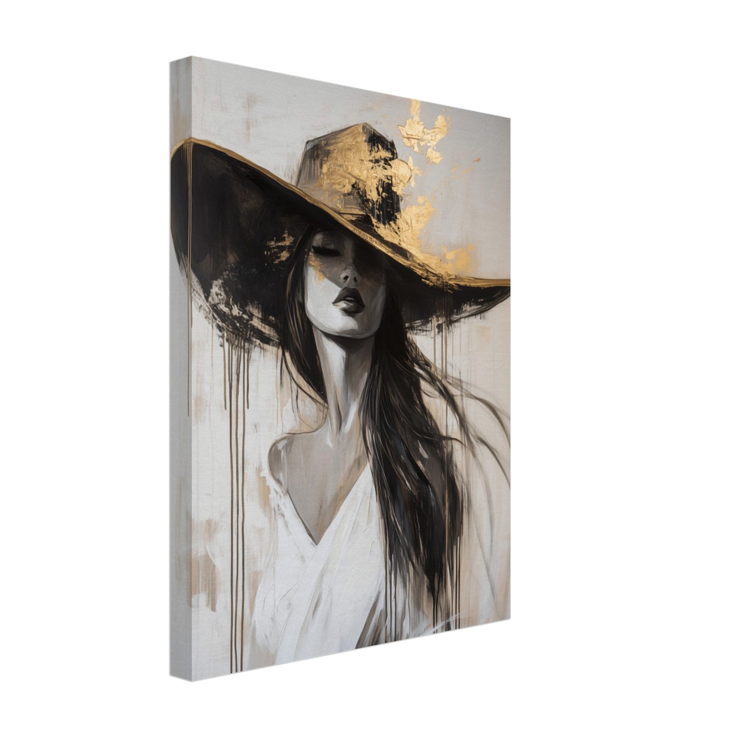 Elegante Frau mit Hut Leinwand 30x40 cm - Pixara