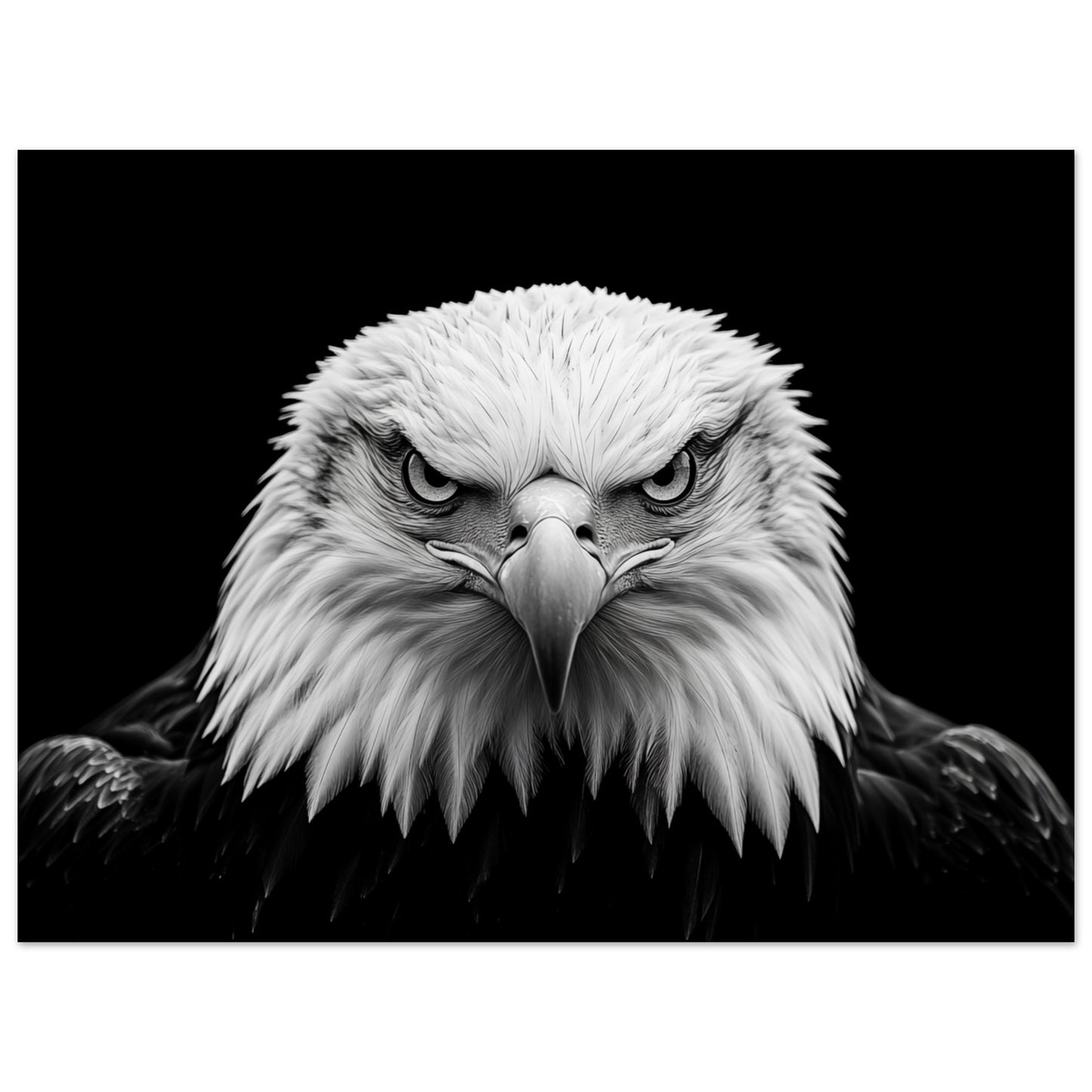 Schwarz-Weiß Porträt eines majestätischen Adlers Poster 30x40 cm - Pixara
