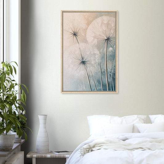 Zarte Pusteblumen - Gerahmte Leinwand - Pixara