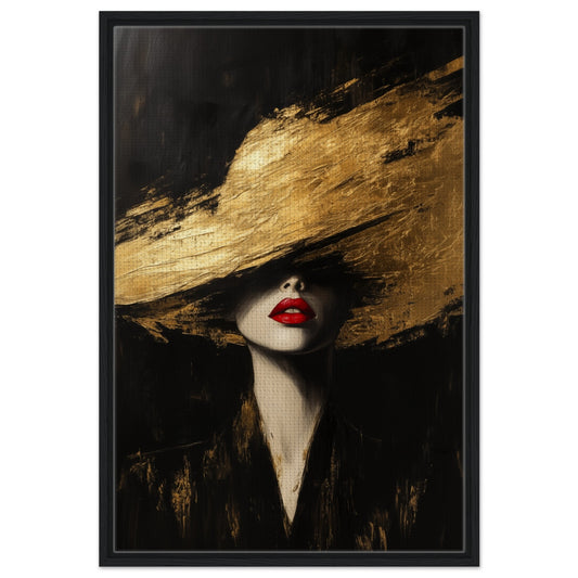 Goldene Eleganz | Gerahmte Leinwand Schwarzer Rahmen 60x90 cm - Pixara