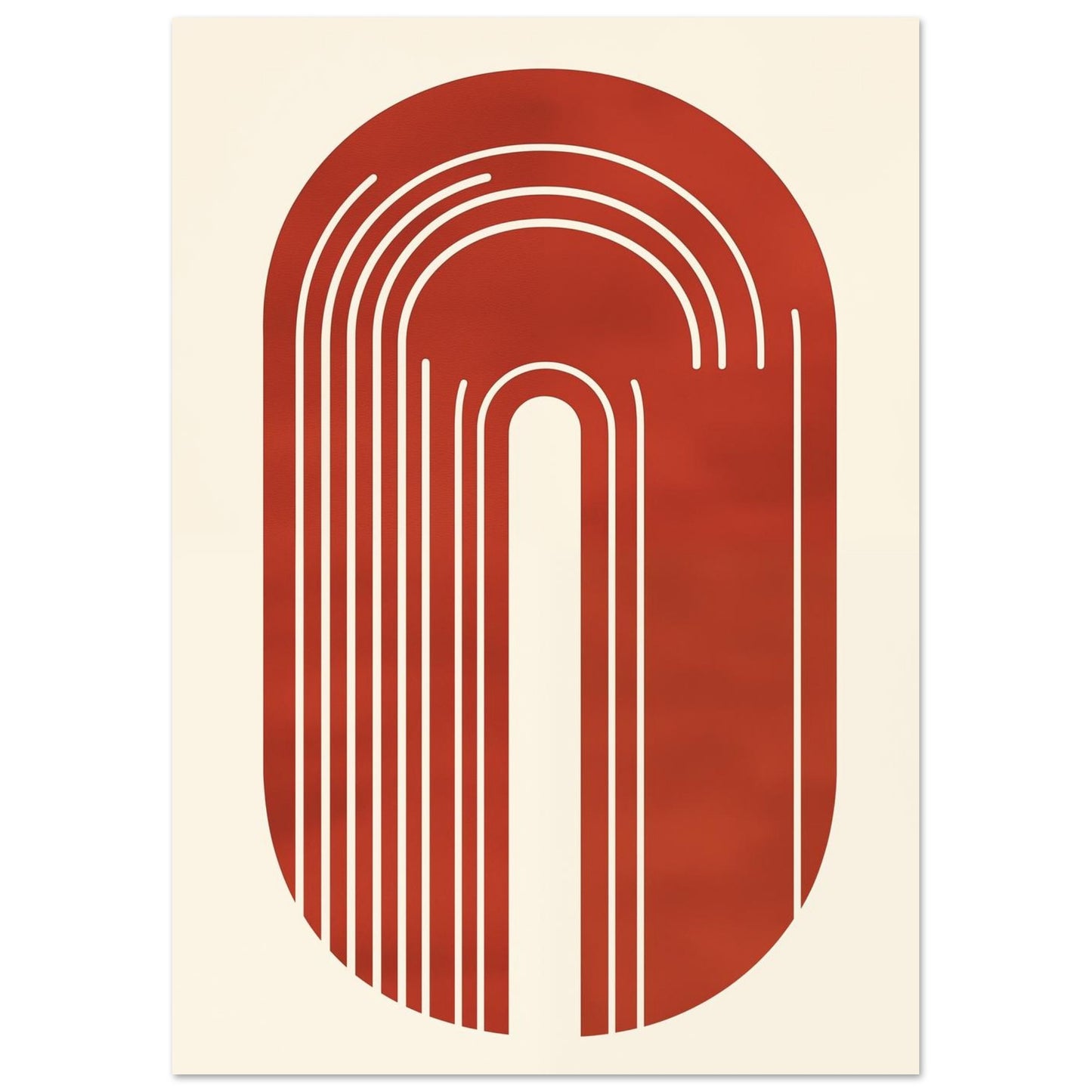 Modernes minimalistisches Poster mit geschwungenen Linien in Rot 21x29.7 cm - Pixara
