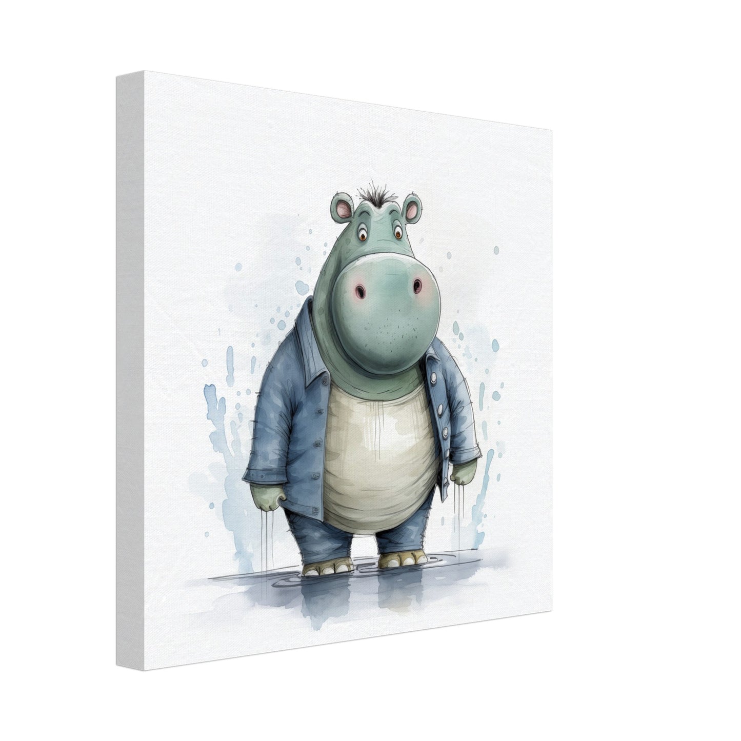 Nilpferd "Bernd" Leinwand 30x30 cm - Pixara