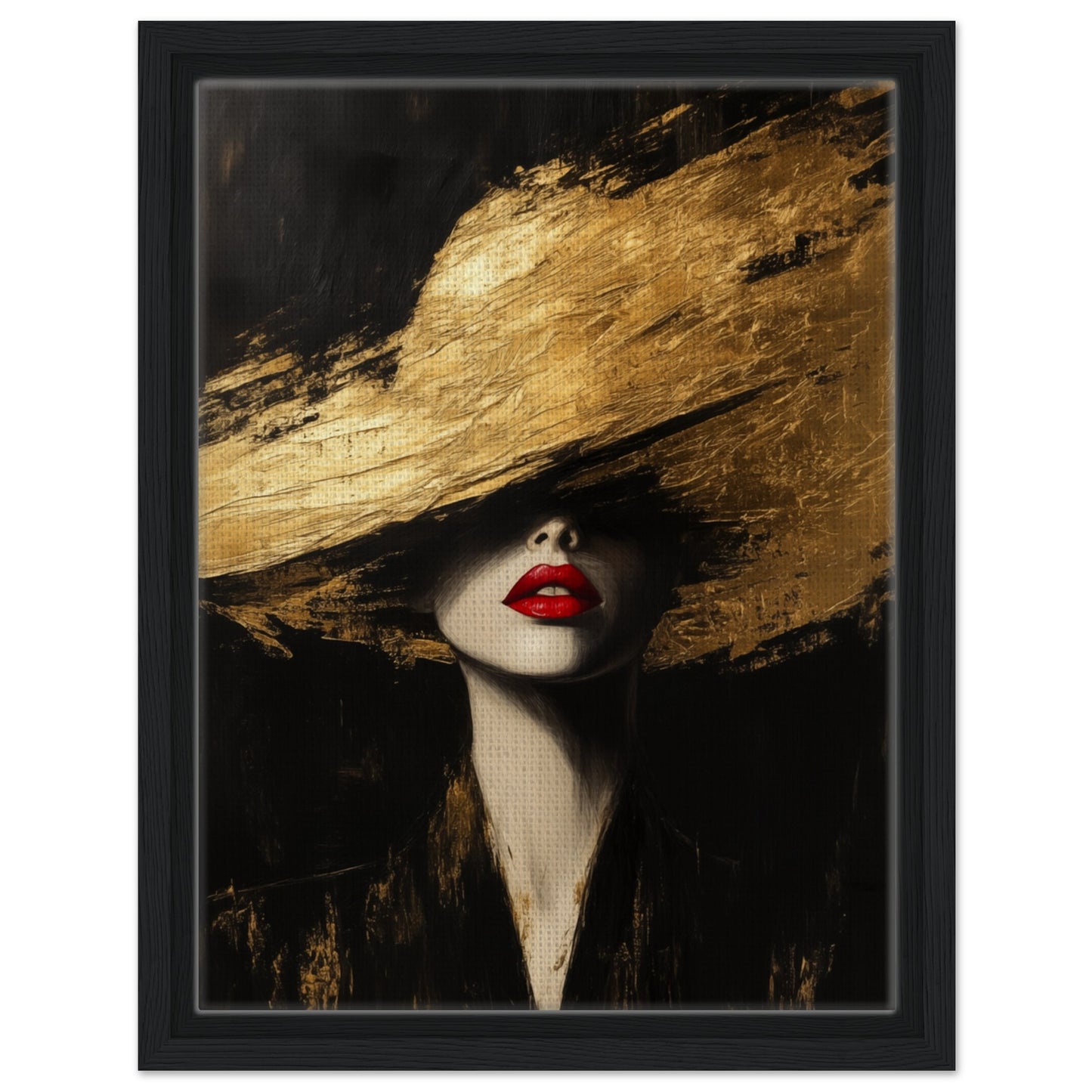 Goldene Eleganz | Gerahmte Leinwand Schwarzer Rahmen 30x40 cm - Pixara