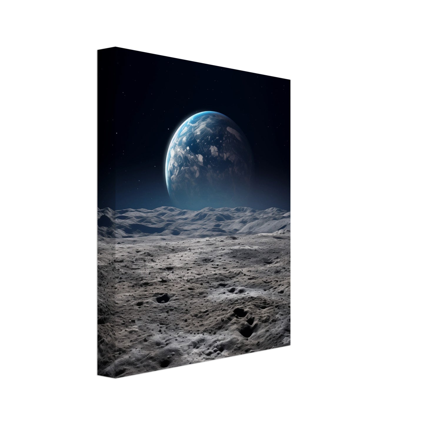 Mondlandschaft mit Erdsicht Leinwand 20x25 cm - Pixara