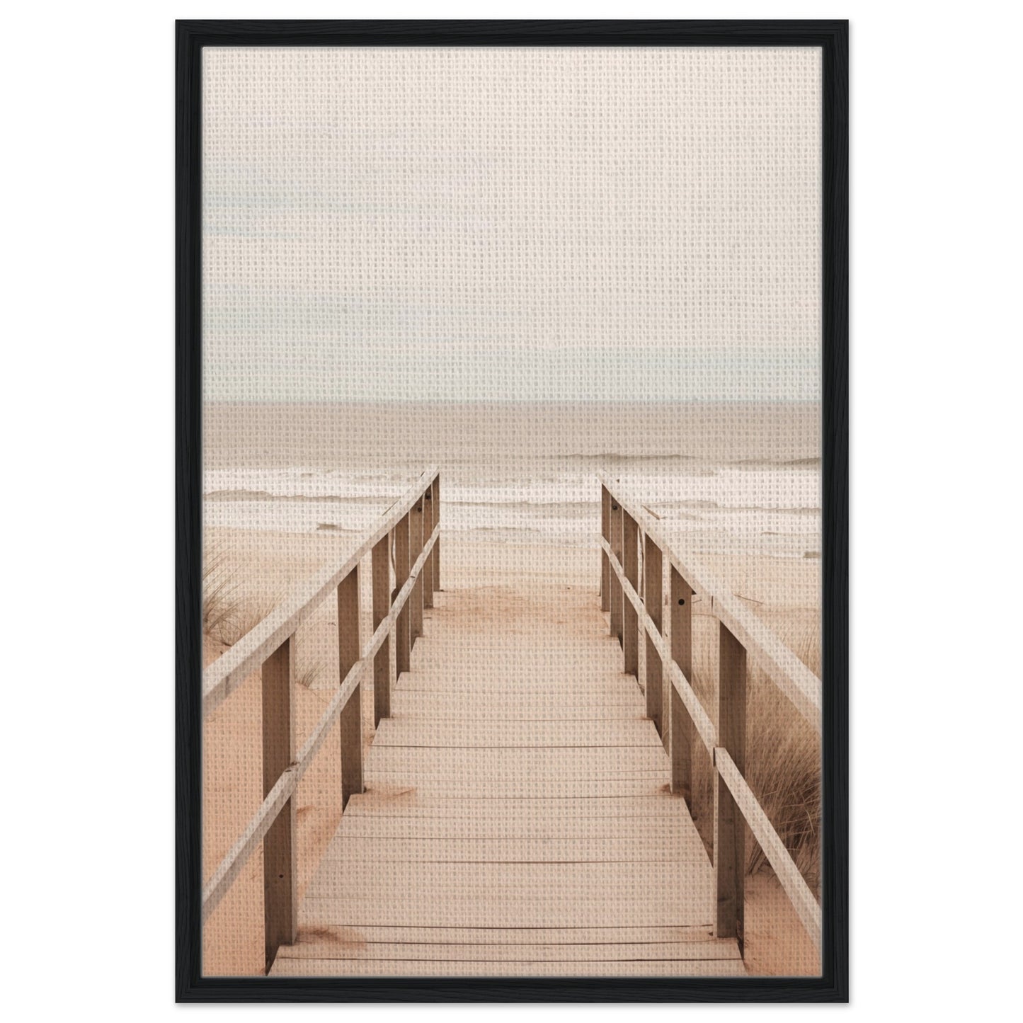 Weg zum Horizont - Gerahmte Leinwand Schwarzer Rahmen 60x90 cm - Pixara