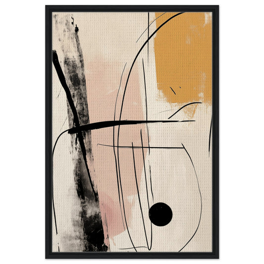 Abstrakte Linienkunst | Gerahmte Leinwand Schwarzer Rahmen 60x90 cm - Pixara