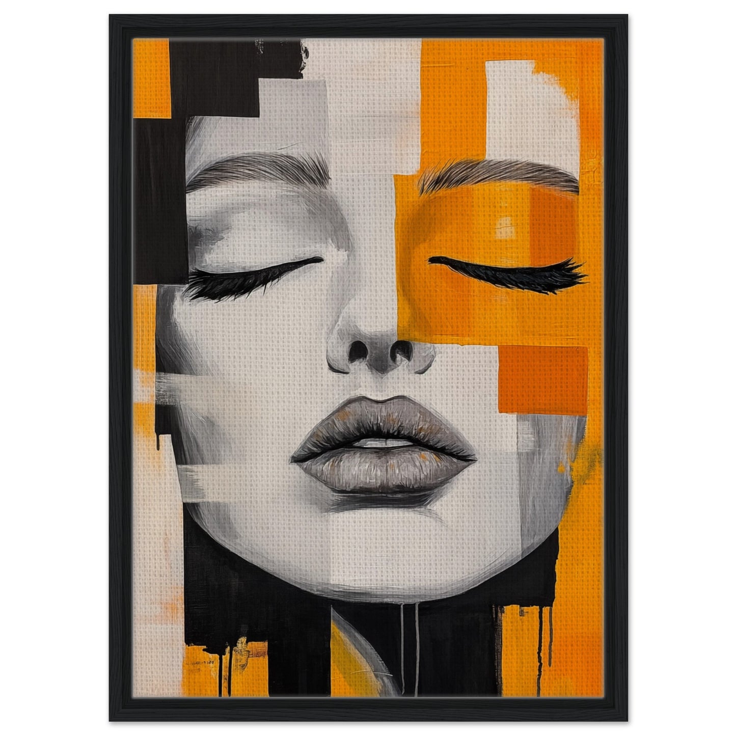 Zerbrochene Harmonie | Gerahmte Leinwand Schwarzer Rahmen 50x70 cm - Pixara