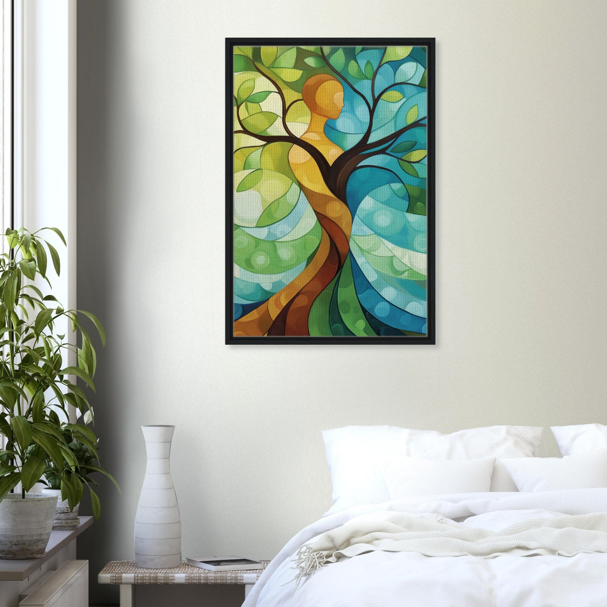 Die Symbiose von Mensch und Natur | Gerahmte Leinwand - Pixara