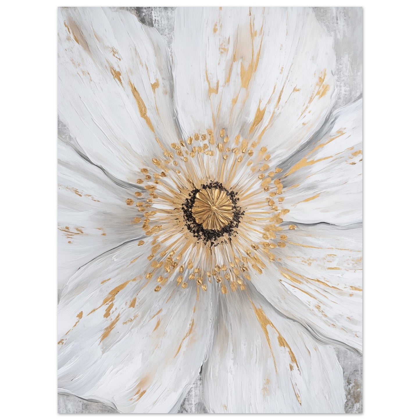 Weiße Blume mit goldenen Akzenten Poster 30x40 cm - Pixara