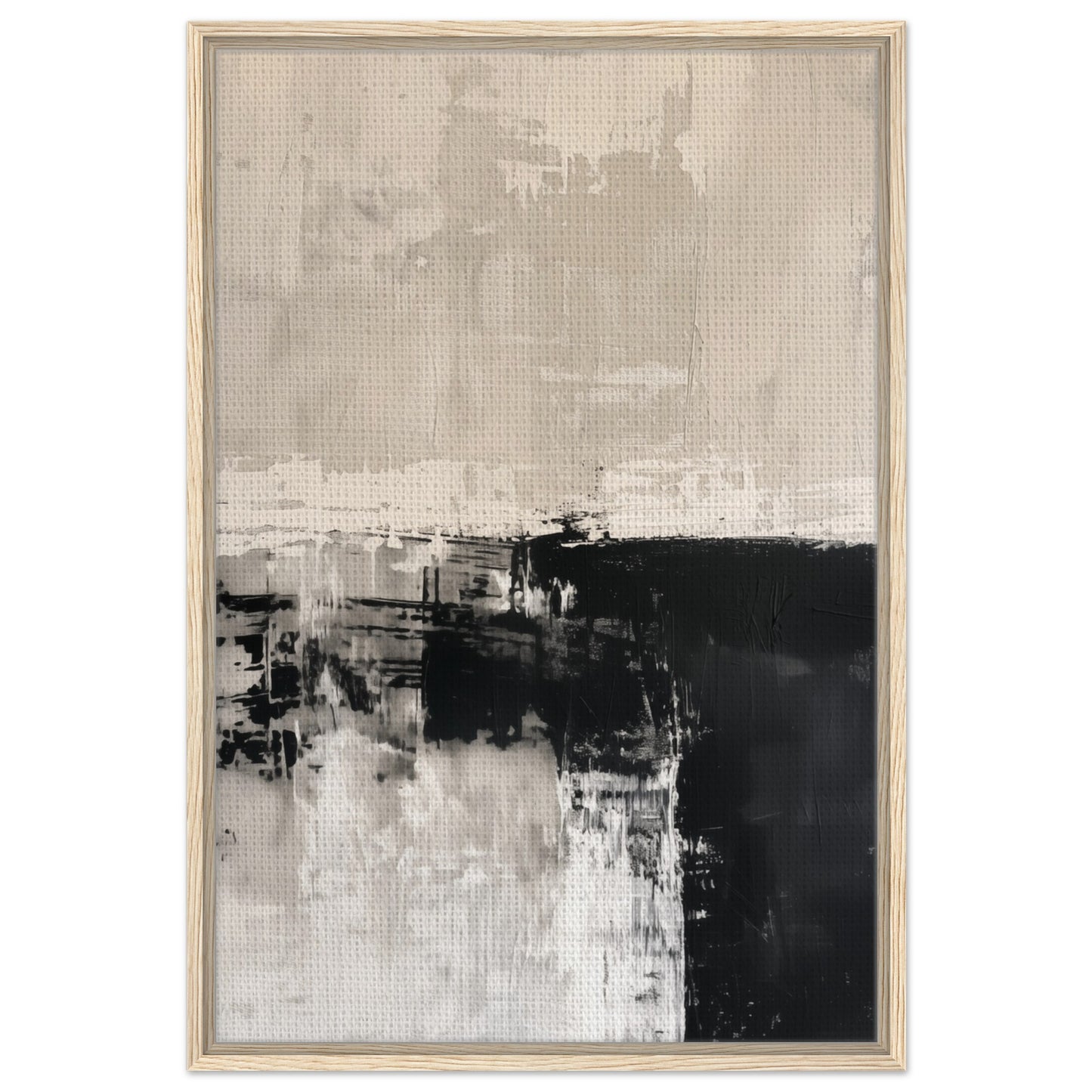 Monochrome Serenity | Gerahmte Leinwand Holzrahmen 60x90 cm - Pixara