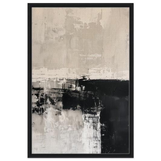 Monochrome Serenity | Gerahmte Leinwand Schwarzer Rahmen 60x90 cm - Pixara