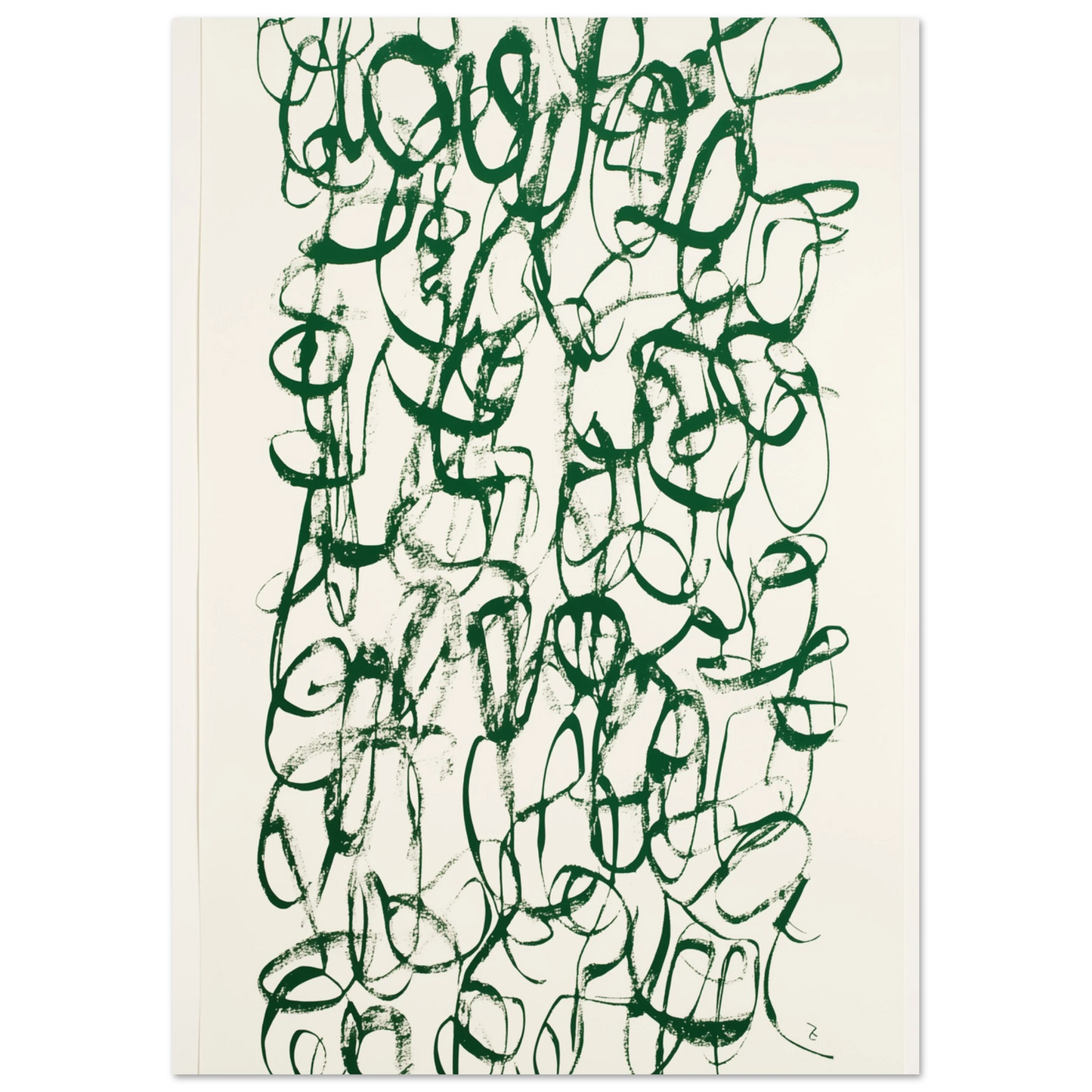 Verworrene Gedanken – Abstrakte grüne Kalligrafie Poster 21x29.7 cm - Pixara