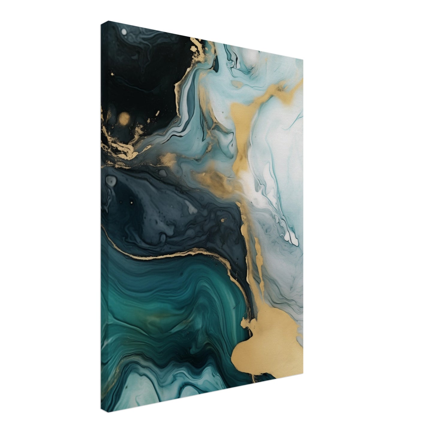 Azure Gold Swirl Leinwand 50x70 cm - Pixara