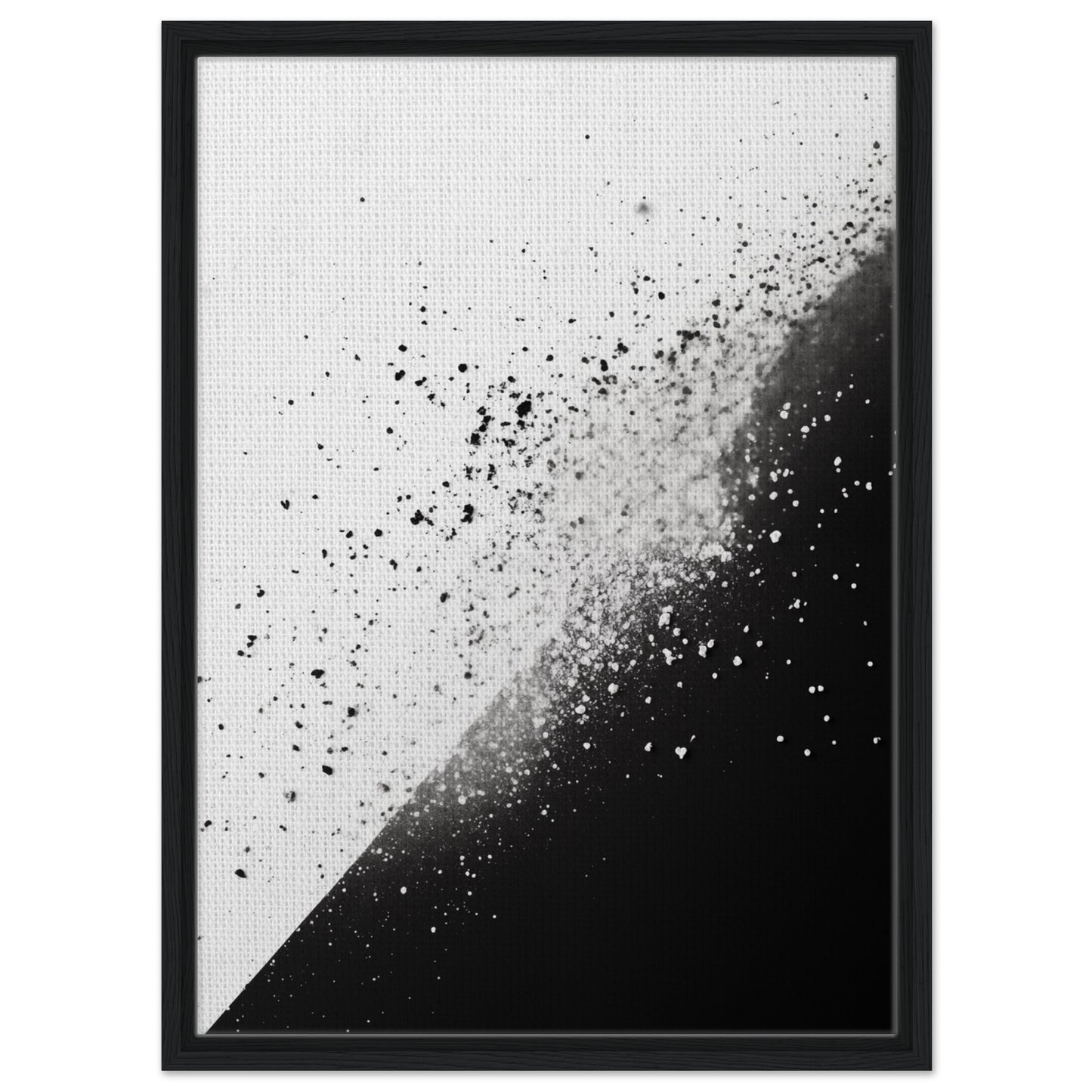 Schwarz-Weiß-Splitter 1 | Gerahmte Leinwand Schwarzer Rahmen 50x70 cm - Pixara