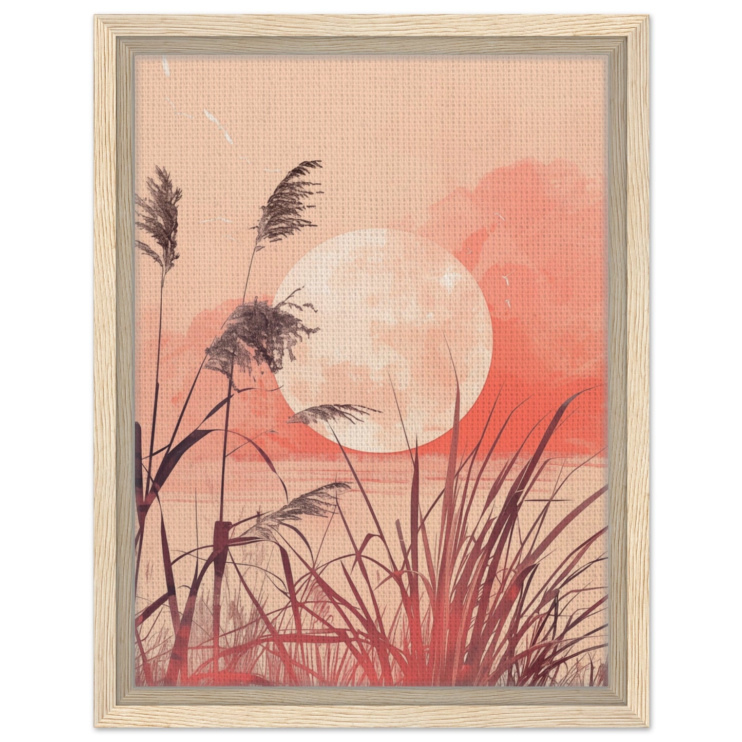 Mondlichtgräser | Gerahmte Leinwand Holzrahmen 30x40 cm - Pixara