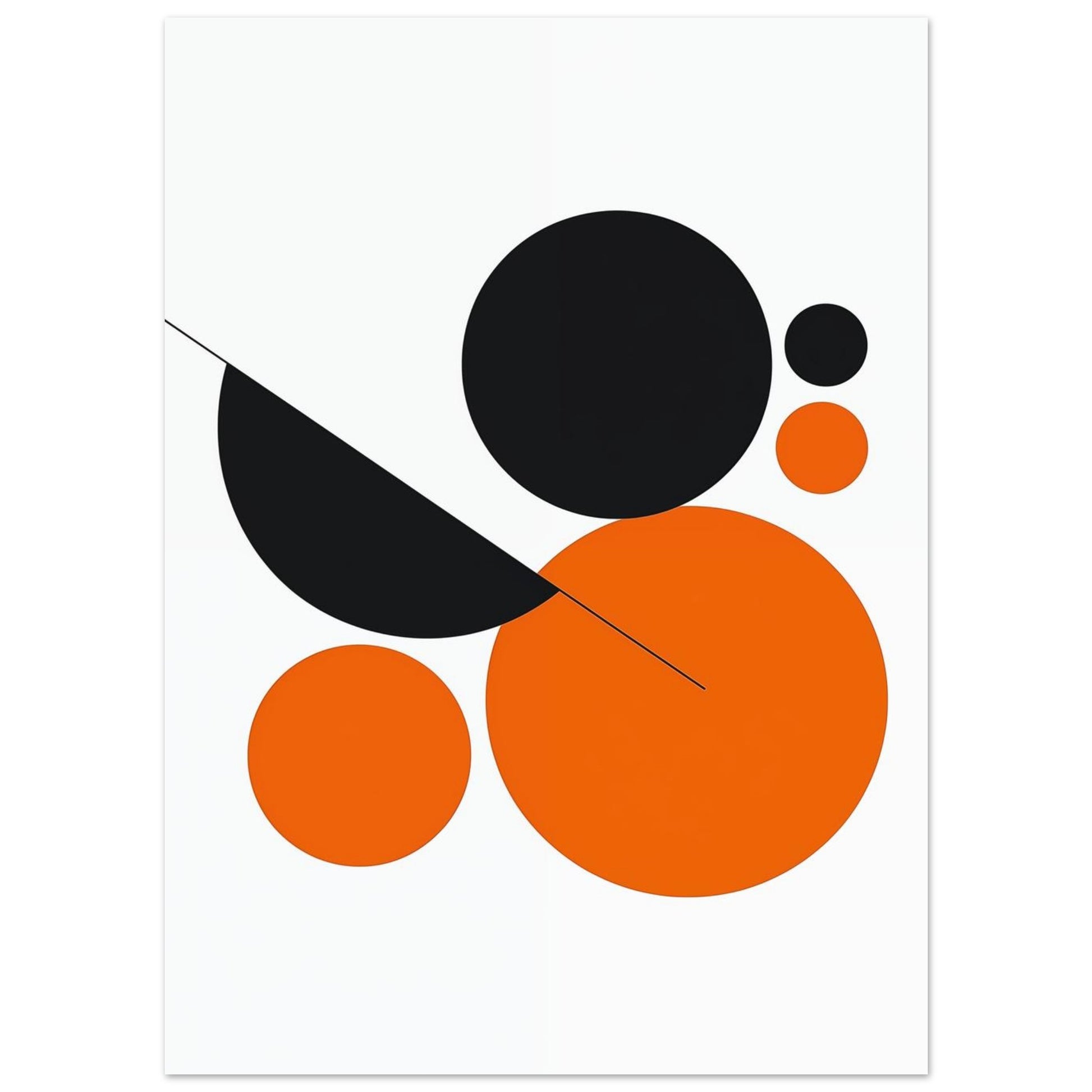 Abstrakte Kreiskomposition in Orange und Schwarz 13x18 cm - Pixara