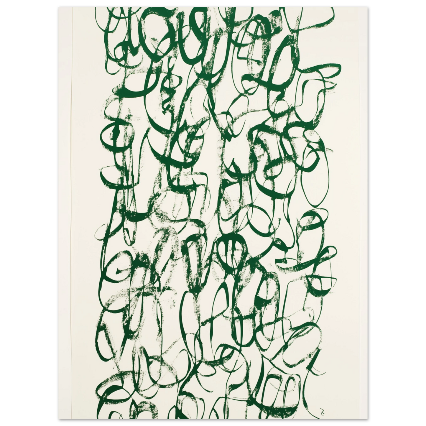 Verworrene Gedanken – Abstrakte grüne Kalligrafie Poster 30x40 cm - Pixara