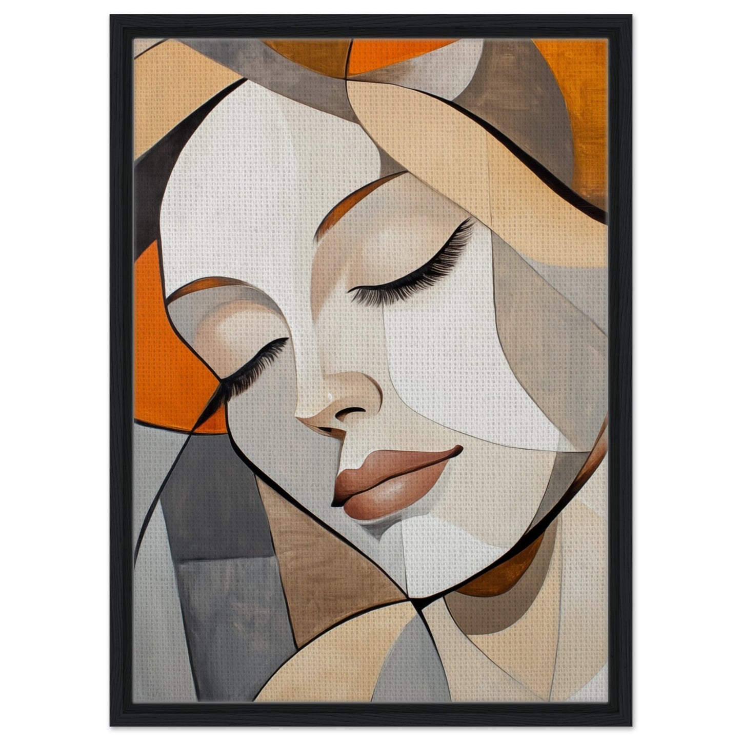 Kubistische Harmonie | Gerahmte Leinwand Schwarzer Rahmen 50x70 cm - Pixara