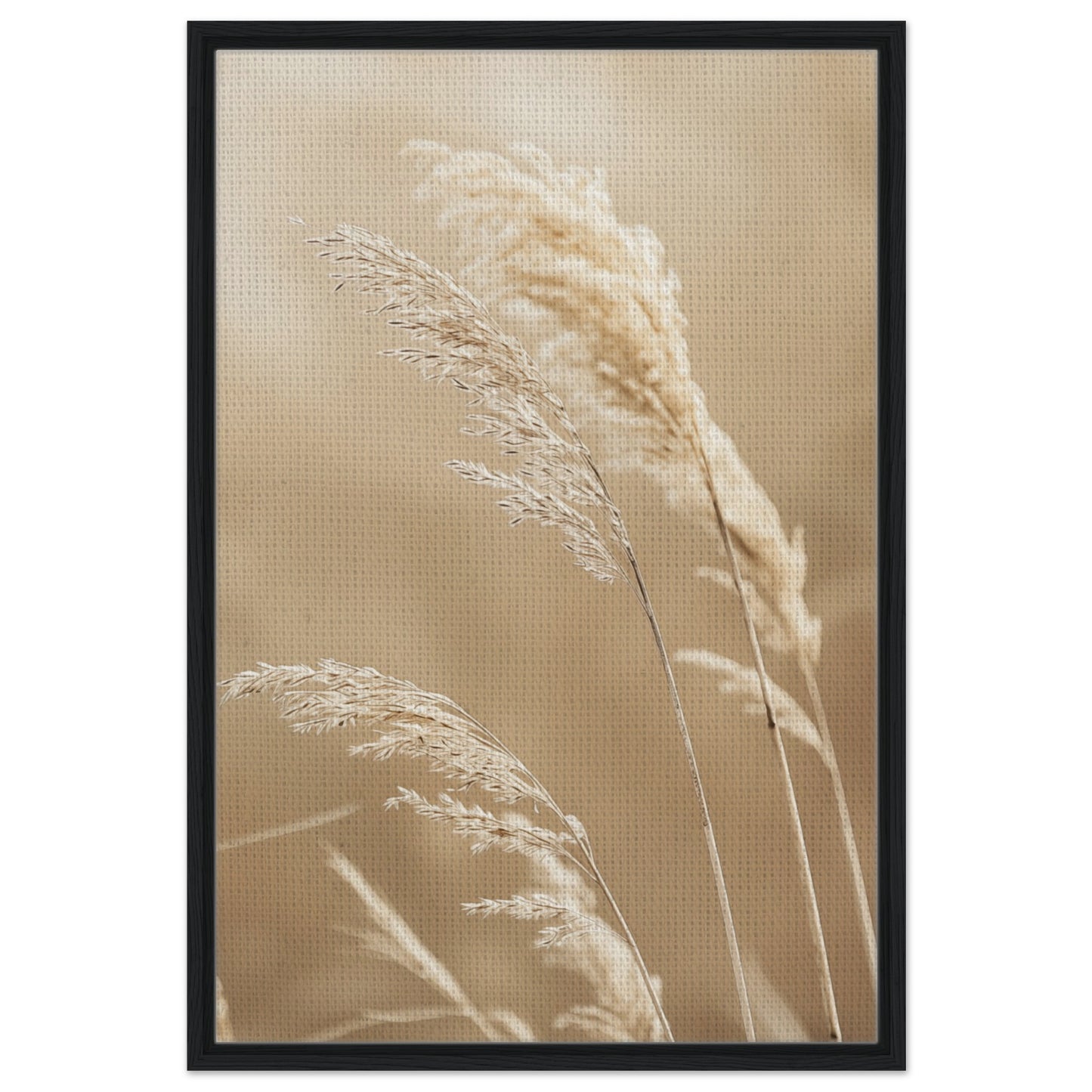 Grashalme im Wind | Gerahmte Leinwand Schwarzer Rahmen 60x90 cm - Pixara