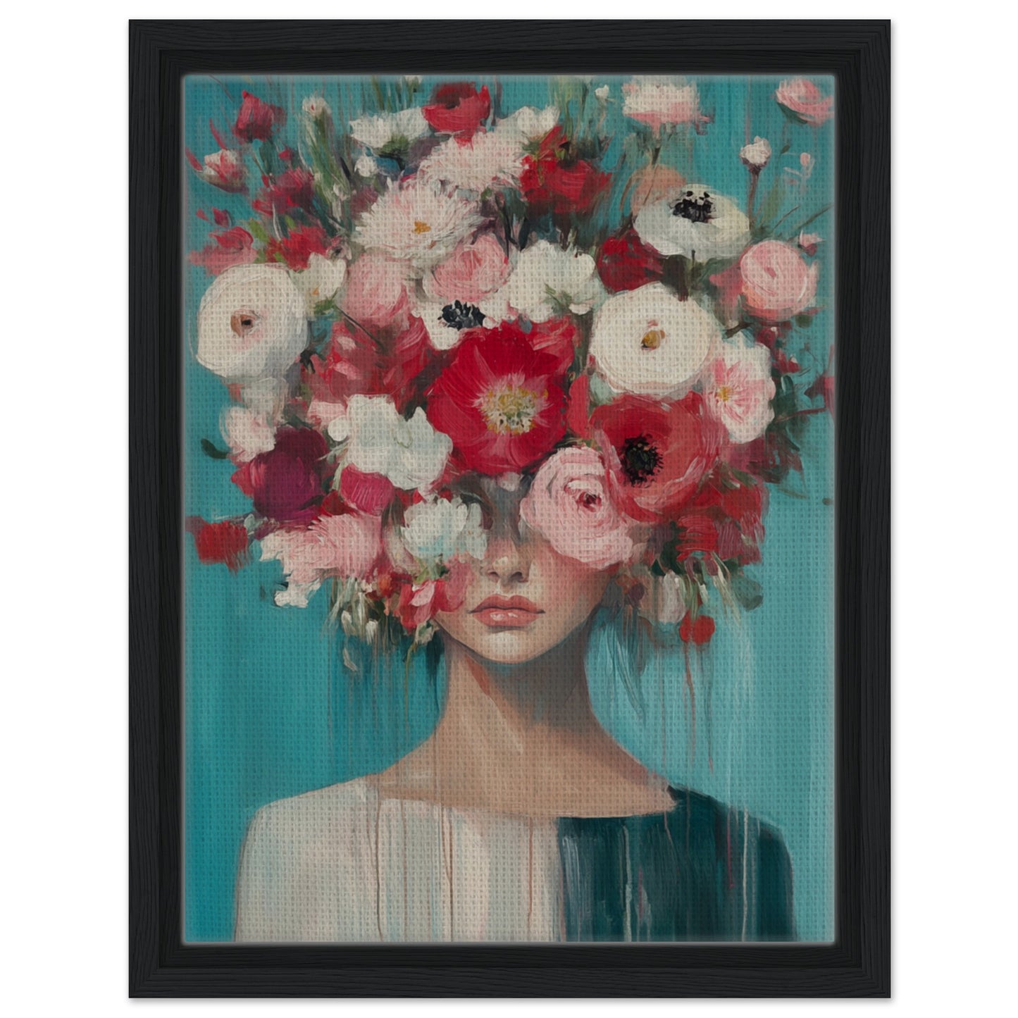 Florale Fantasie | Gerahmte Leinwand Schwarzer Rahmen 30x40 cm - Pixara