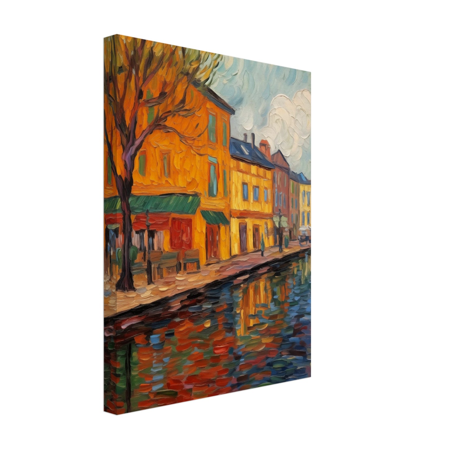 Impressionistische Stadtoase Leinwand 30x40 cm - Pixara