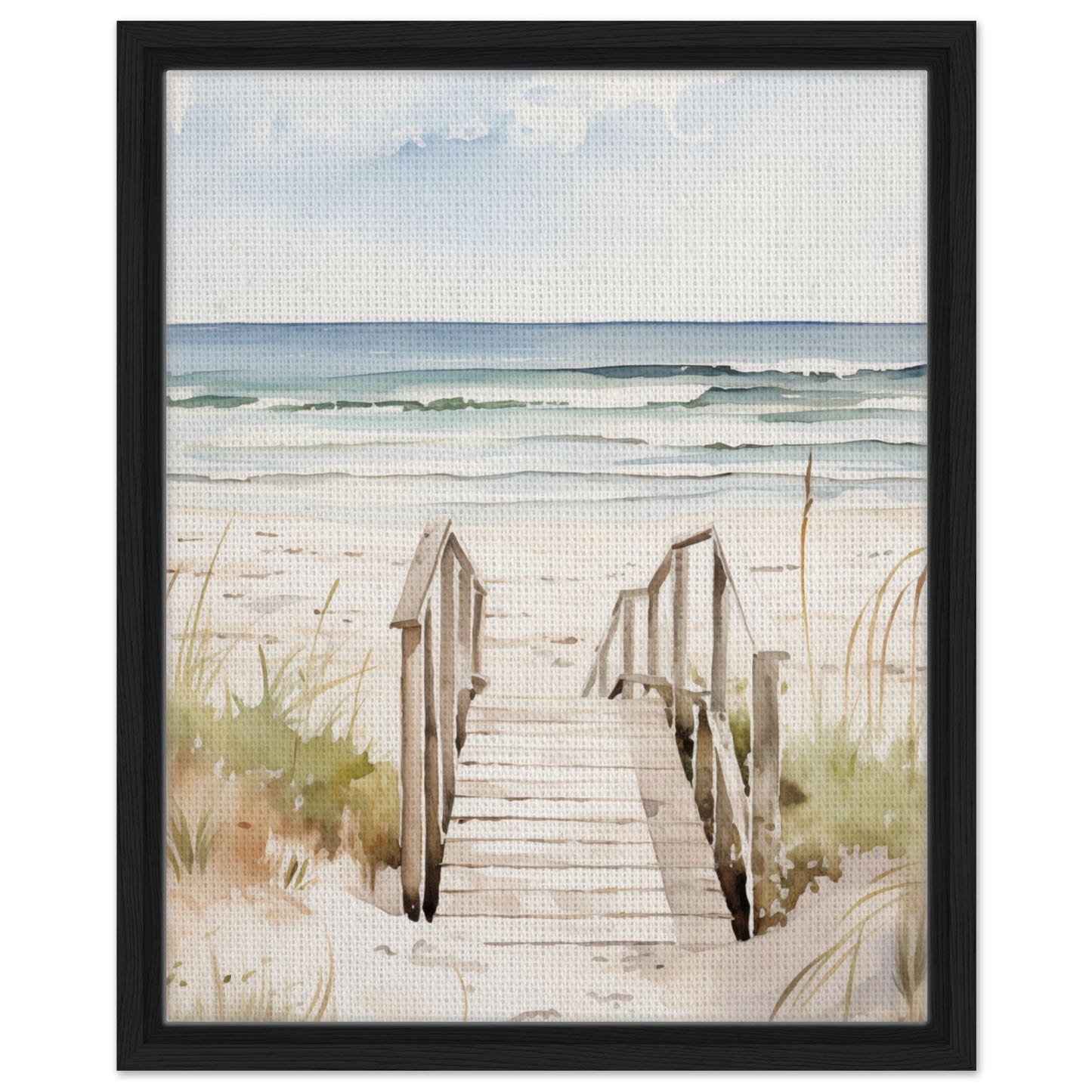 Strandzugang | Gerahmte Leinwand Schwarzer Rahmen 40x50 cm - Pixara