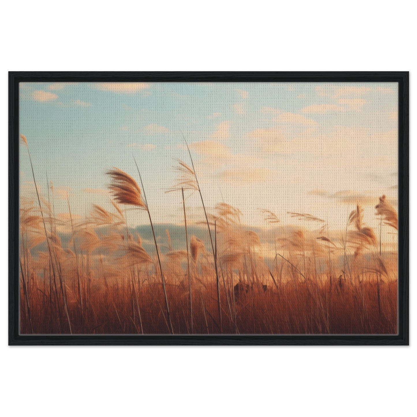 Flüstern des Feldes | Gerahmte Leinwand Schwarzer Rahmen 60x90 cm - Pixara