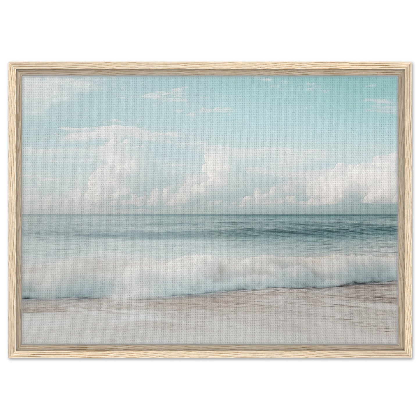 Sanfte Wellen am Strand | Gerahmte Leinwand Holzrahmen 50x70 cm - Pixara