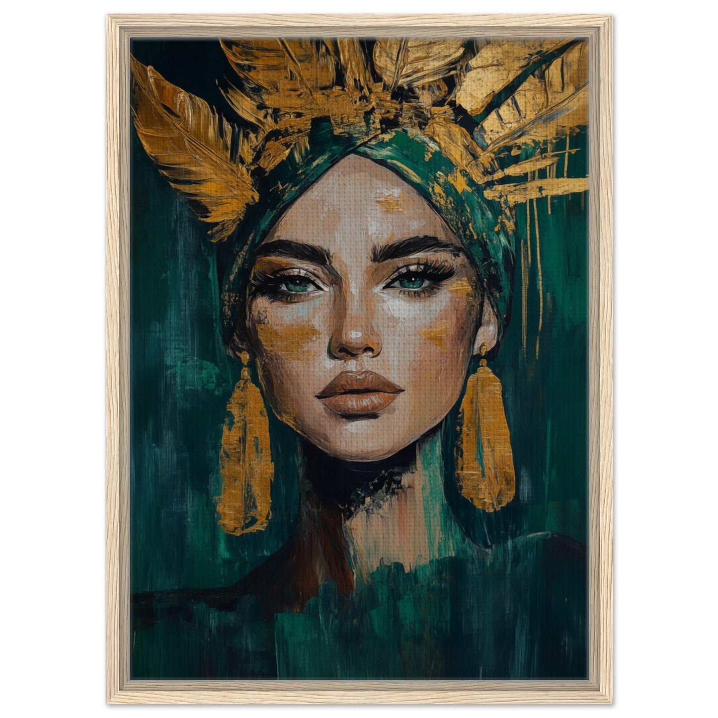 Goldene Stärke | Gerahmte Leinwand Holzrahmen 50x70 cm - Pixara