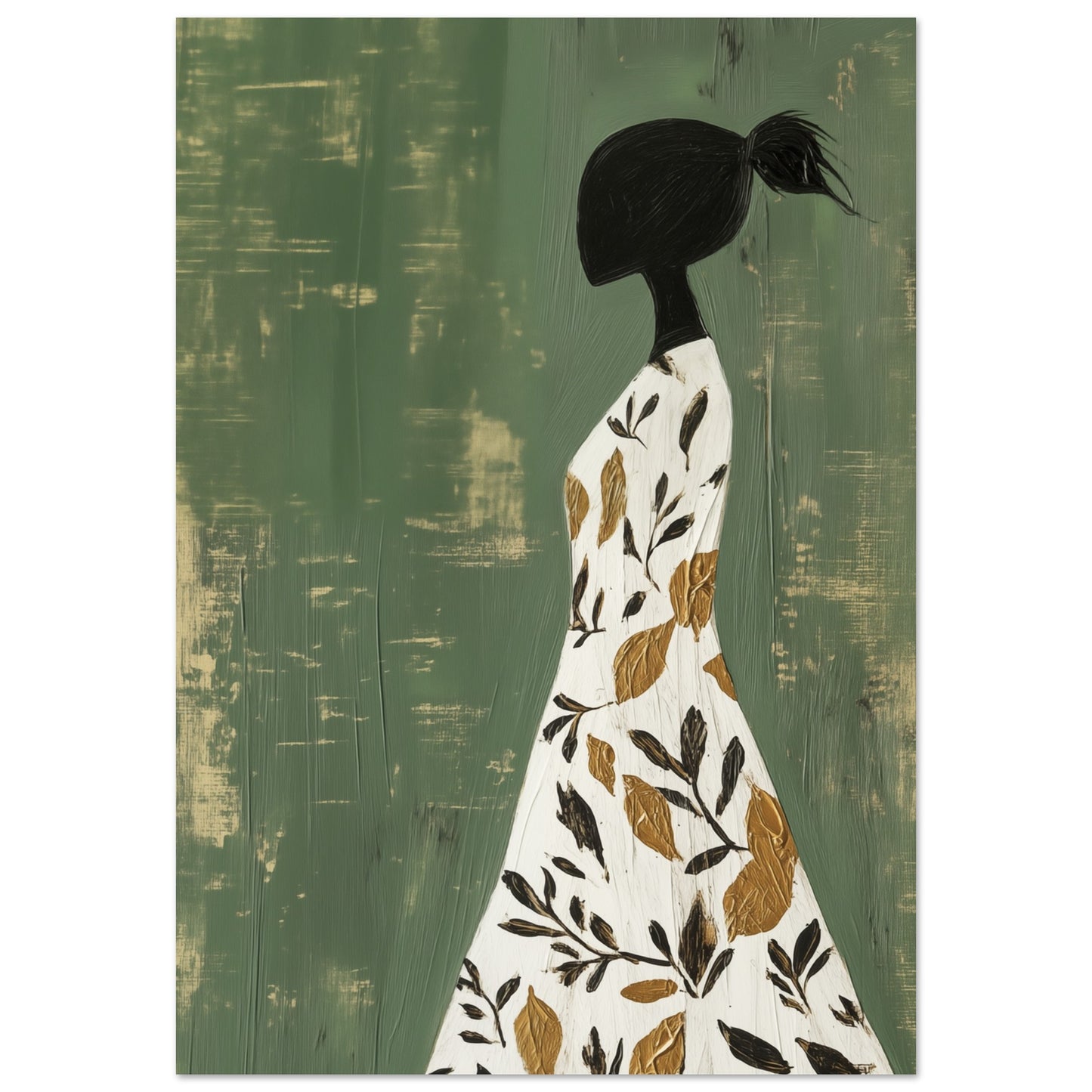 Botanical Grace – Minimalistisches Kunstwerk einer Frau 70x100 cm - Pixara