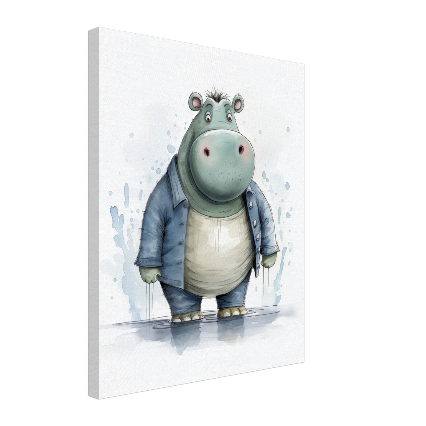 Nilpferd "Bernd" Leinwand 40x50 cm - Pixara