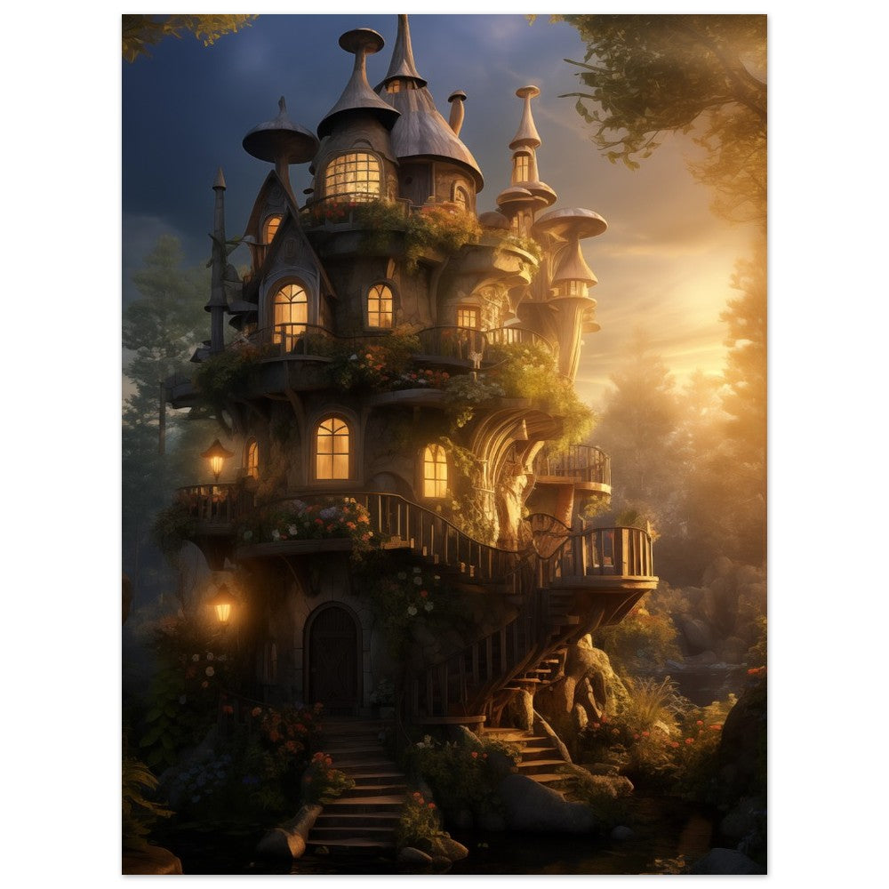 Baumhaus im Zwielicht 30x40 cm - Pixara