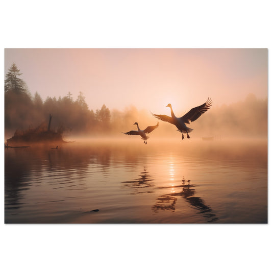 Morgendämmerung am See Poster 60x90 cm - Pixara