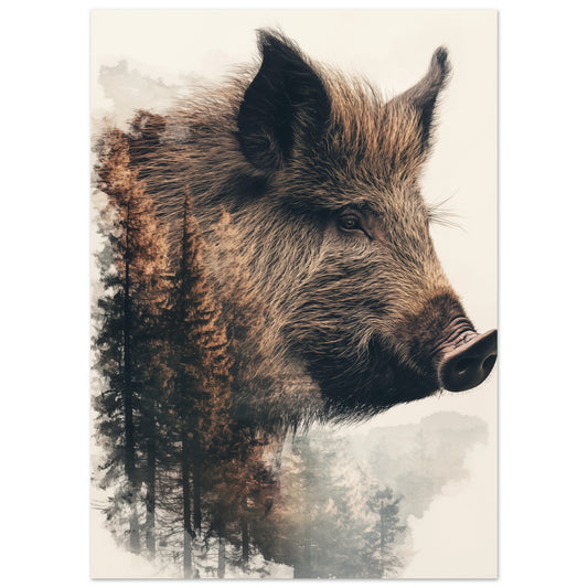 Doppelbelichtung Wildschwein 50x70 cm - Pixara