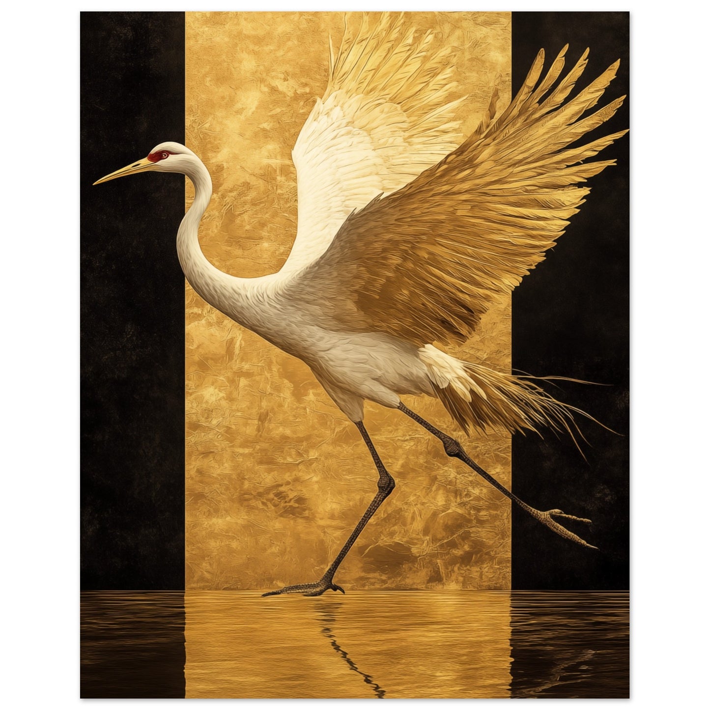 Goldener Kranich Tanz 20x25 cm - Pixara