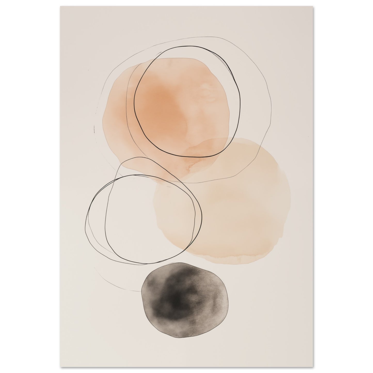 Balance der Kreise – Japandi Minimalismus Poster 70x100 cm - Pixara