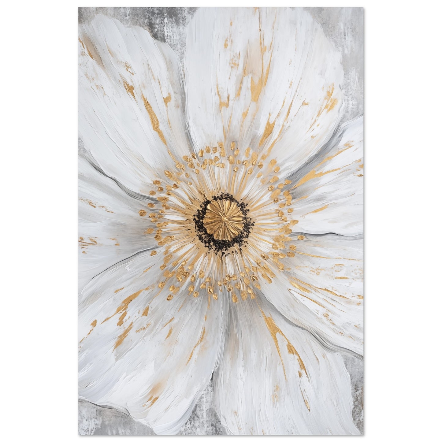 Weiße Blume mit goldenen Akzenten Poster 60x90 cm - Pixara