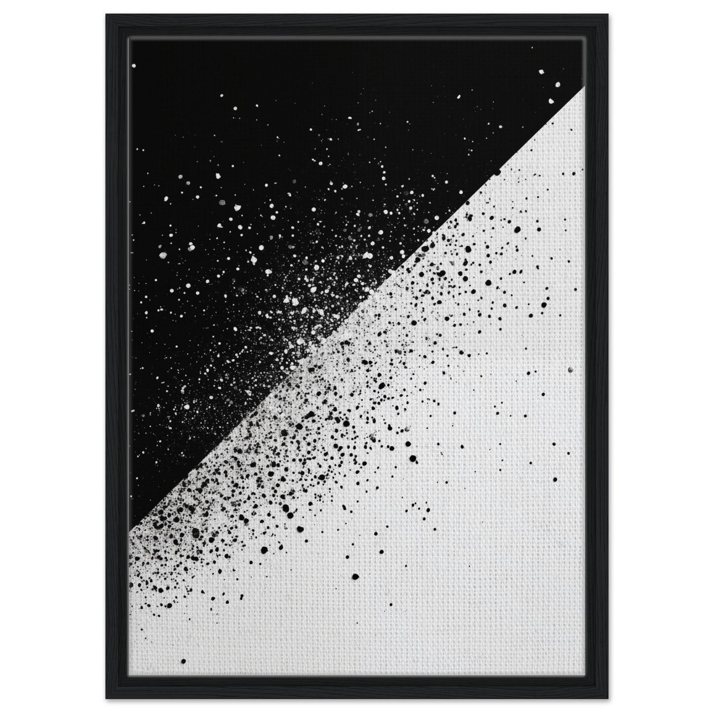 Schwarz-Weiß-Splitter 2 | Gerahmte Leinwand Schwarzer Rahmen 50x70 cm - Pixara