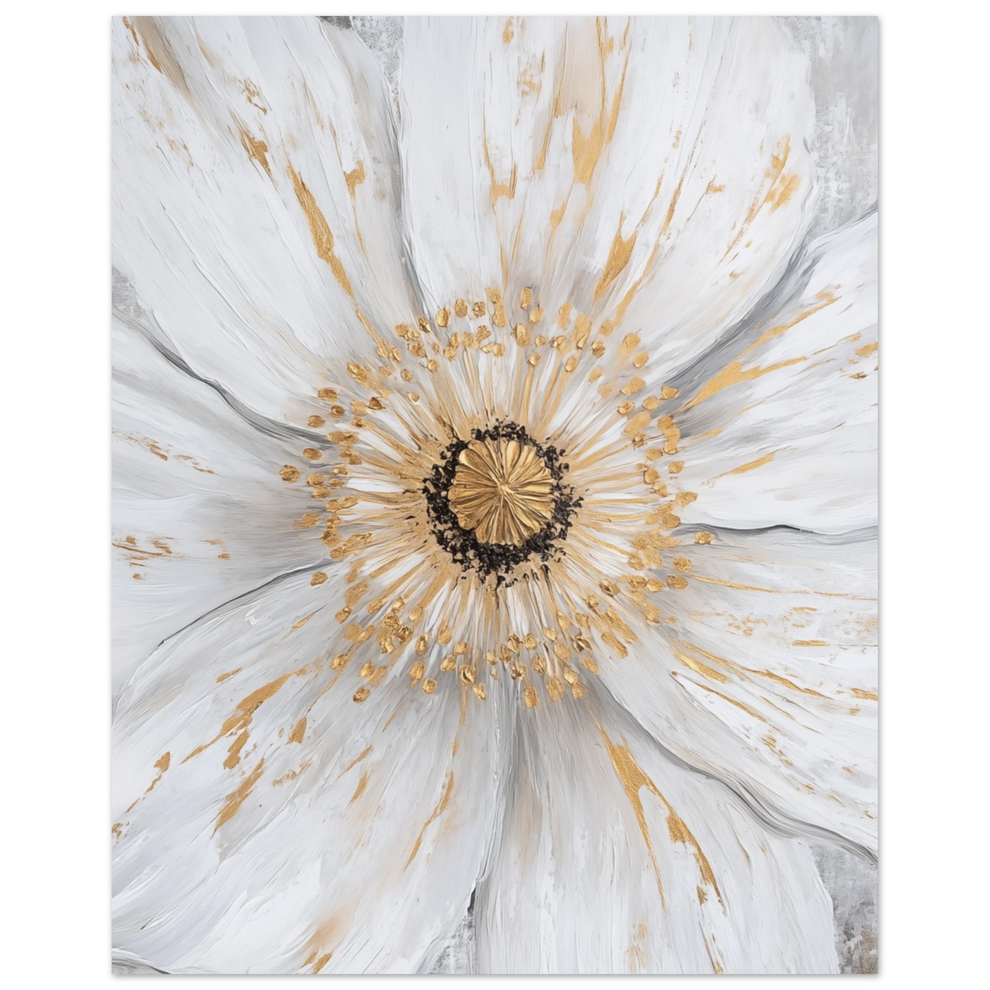 Weiße Blume mit goldenen Akzenten Poster 20x25 cm - Pixara