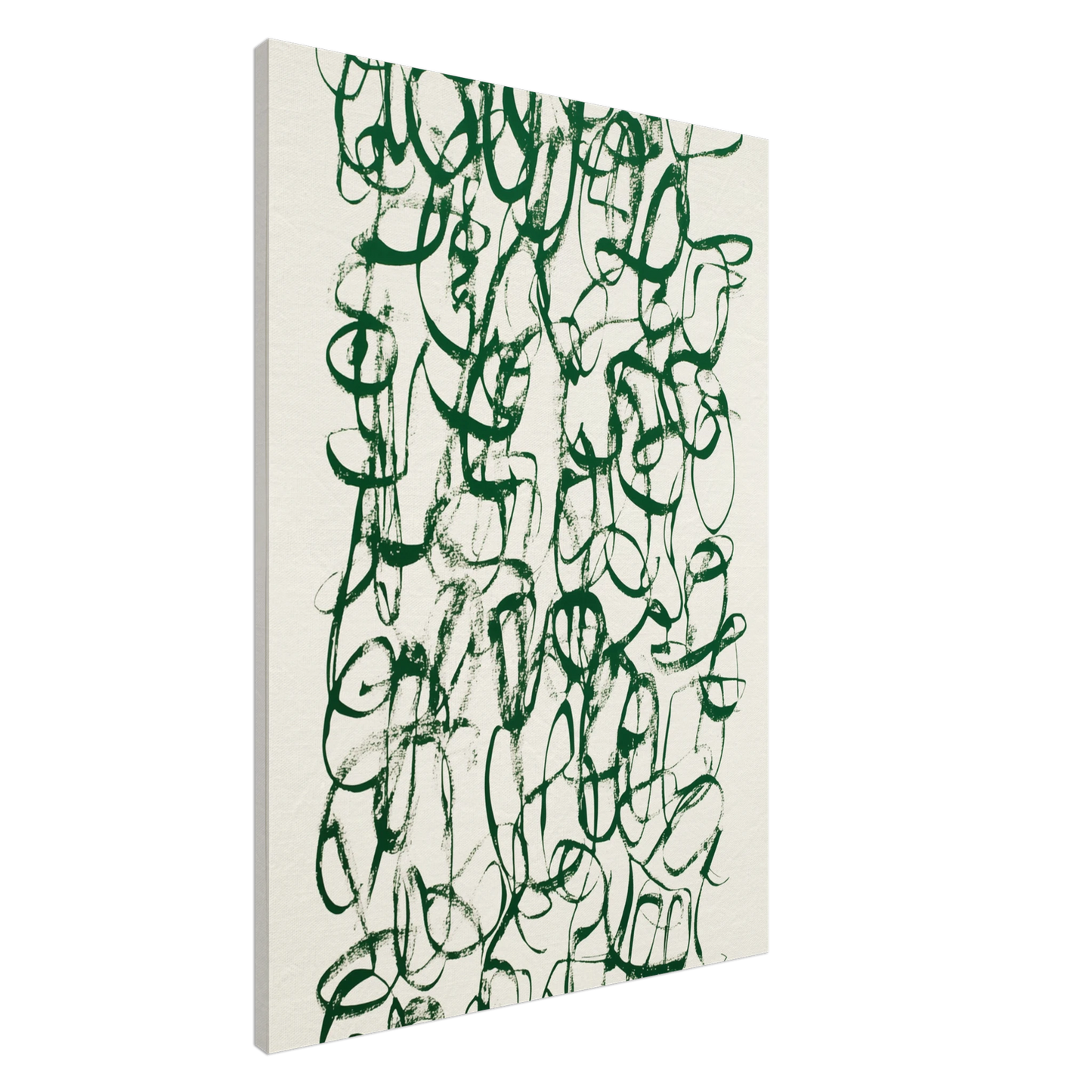 Verworrene Gedanken – Abstrakte grüne Kalligrafie Leinwand 70x100 cm - Pixara