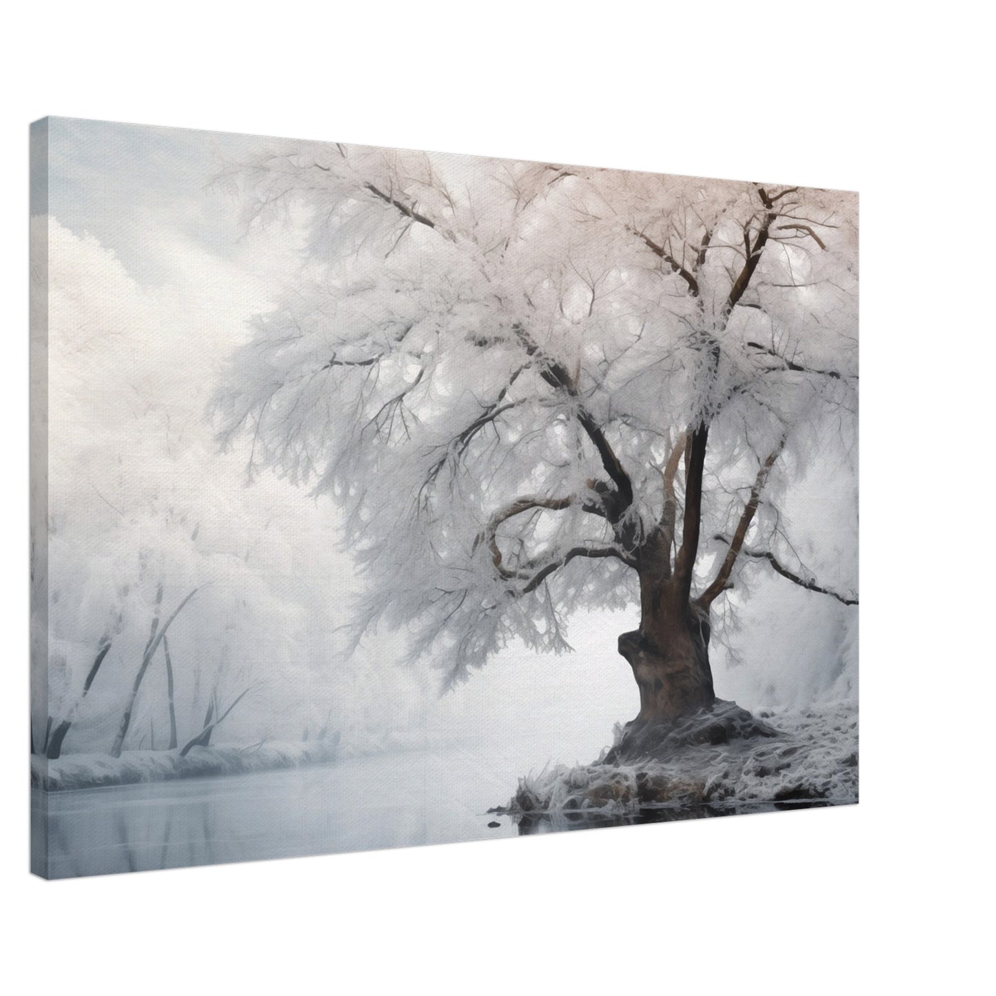 Wintertraum am See Leinwand 60x90 cm - Pixara