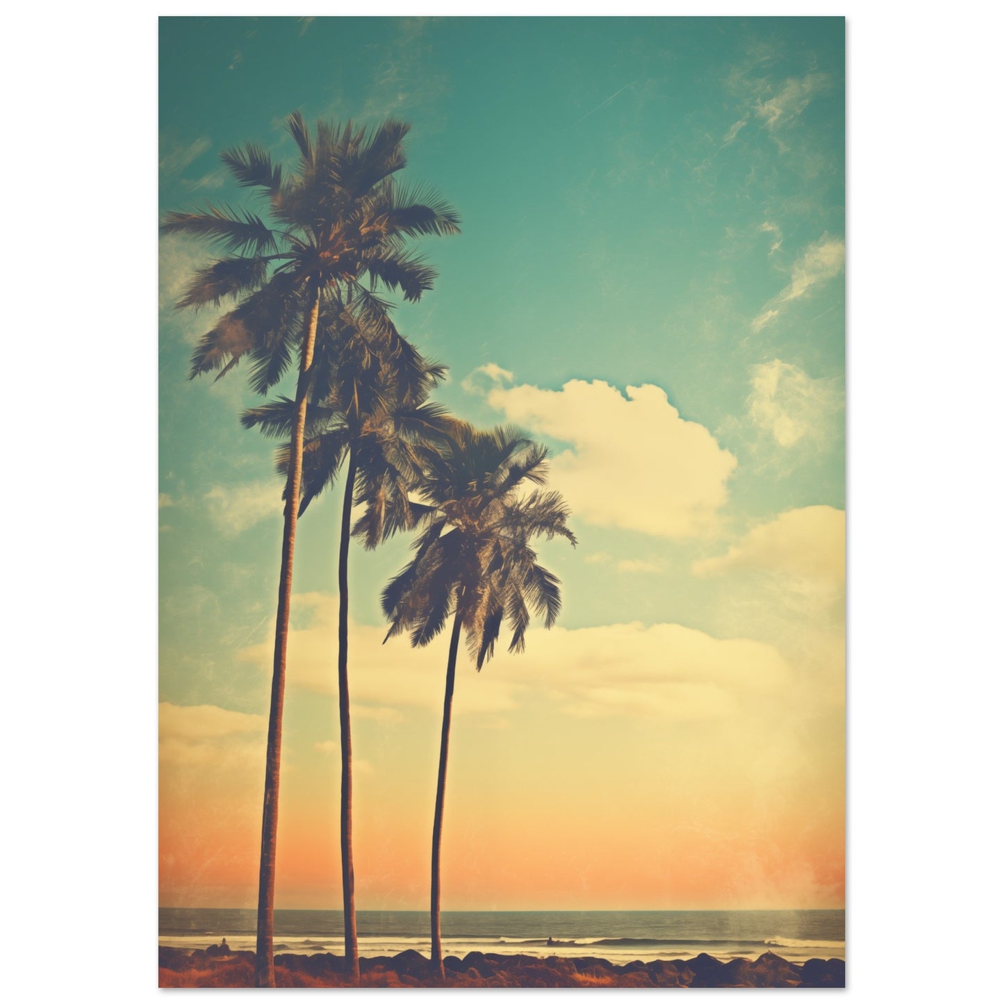 Retro Strandidyll Poster A4 21x29.7 cm - Pixara